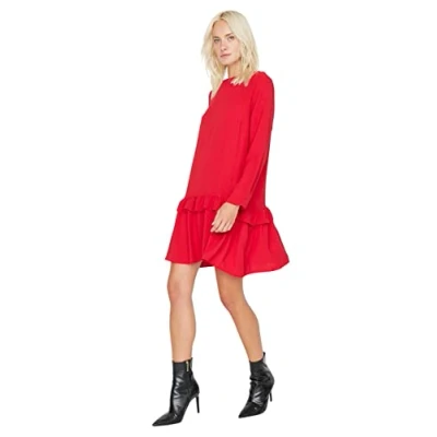 Abbildung von Trendyol Damen Woman Design Maxi A line Crew Neck Woven Dress Kleid, Schwarz, 38 EU