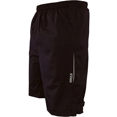 Abbildung von PRO X elements Herren XL&amp;D Regen Überhose kurz Ontario I Ultraleichte atmungsaktive Regenhose gedoppelter Sitzfläche Reflektierend, wasserdicht, Schwarz, XL