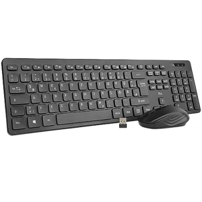 Abbildung von Rii Tastatur Maus Set kabellos, Funktastatur mit Maus, Wireless Keyboard and Mouse, Für PC/Laptop/Windows/Smart TV, Deutsches Layout schwarz