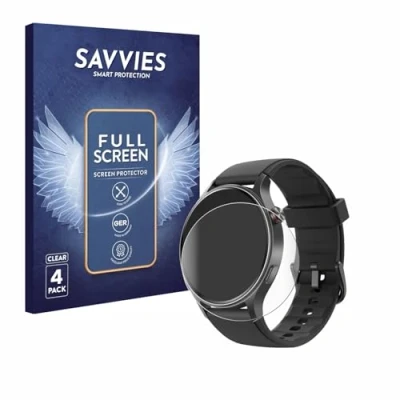 Abbildung von Savvies 4 Stück Full Screen Schutzfolie für Fitpolo AR01 1.32&quot; Cover Displayschutz Folie [3D Curved, Transparent, Anti Fingerabdruck]