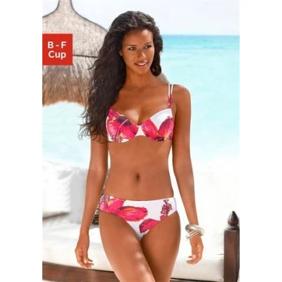 Abbildung von Lascana SET Bikini, Damen, Größe: 38xD, Weiß/bedruckt