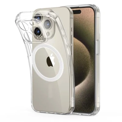 Abbildung von ESR für iPhone 15 Pro Hülle, klares Silikon Case mit MagSafe, stoßfeste dünne Abdeckung, vergilbungsbeständige transparente TPU Handyhülle, Zero Serie, Klar