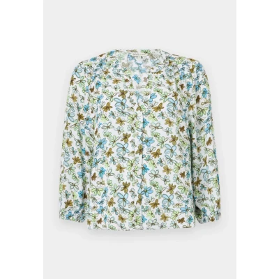 Abbildung von TOM Tailor Denim WITH Buttons Bluse, Damen, Größe: Medium, White/green/blue
