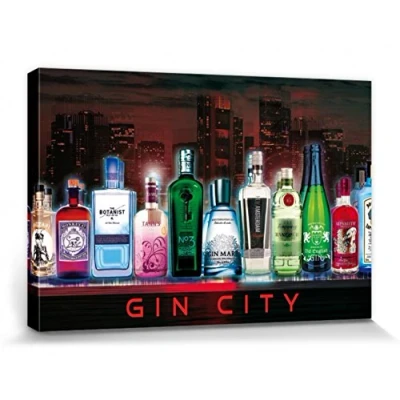 Abbildung von 1art1 Bars Poster Gin City Bilder Leinwand Bild Auf Keilrahmen XXL Wandbild Kunstdruck Als Leinwandbild 30x20 cm