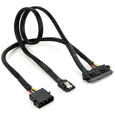 Abbildung von Poppstar Sata 3 Datenkabel und Stromkabel 4 Pin auf 15 Computer Kabel, Sata, 50cm Dualkabel für Daten Molex zu S ATA Stromadapter
