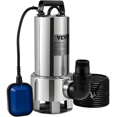 Abbildung von VEVOR Tauchpumpe 1300W Schmutzwasserpumpe 230V Gartenpumpe Durchfluss 20000L/h Schmutzwassertauchpumpe max. Hub 11m IPX8 CE zertifiziert Ideal zum Pumpen von Wasser aus Schwimmbädern Kellern Teichen