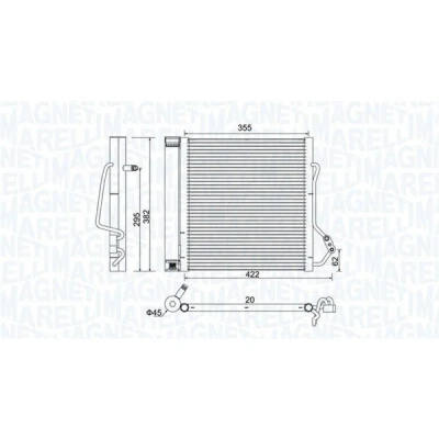 Abbildung von MAGNETI MARELLI 350203810000 Klimakondensator mit Trockner 355x382x20 382 355 20 SMART: City Coupe, Fortwo I Cabrio