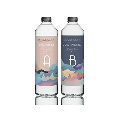 Abbildung von SANAAA Klares, hartes Epoxidharz zum Gießen 500g 1:1 Verhältnis klare Harzbeschichtung per Tumbler Legno, Bar, Tavolo, Fabbricazione di Gioielli, Decorazione Artigianale
