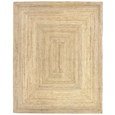 Abbildung von HAMID Jute Teppich, Alhambra Teppich Handgewebt 100% Naturfaser de Jute, Wohnzimmer, Schlafzimmer, Flurteppich, Farbe Natur (200x250cm)