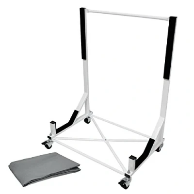 Abbildung von ECD Germany Hardtopständer mit 4 feststellbaren Rädern inkl. Bezug Weiß aus pulverbeschichtetem Stahl Hardtop Ständer Hardtophalter Aufbewahrung Trolley Hülle Abdeckhaube Schutzbezug Cover