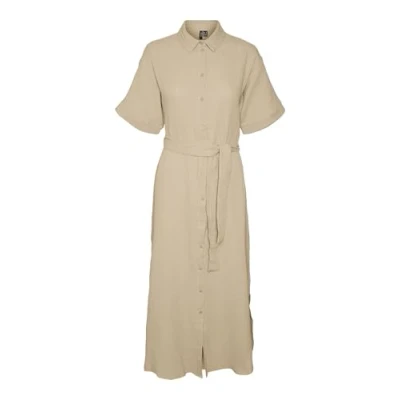 Abbildung von VERO MODA Damen Kleid Vmnatali Nia 2/4 Calf Shirt Dress Wvn, Irish Cream, S