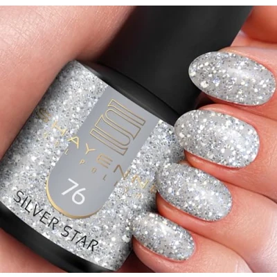 Abbildung von SHAYENNE UV Gel Nagellack 76 Silver Star Silber mit Schimmer 15 ml Langanhaltend, Kratzfest &amp; Hochglänzend Profi Qualität LED kompatibel Perfekt für Zuhause Studio Made in Germany