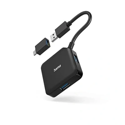 Abbildung von Hama USB C Multiport Adapter Set 2 in1, C, A, 3.2 Gen1, schwarz zu Typ 15 cm