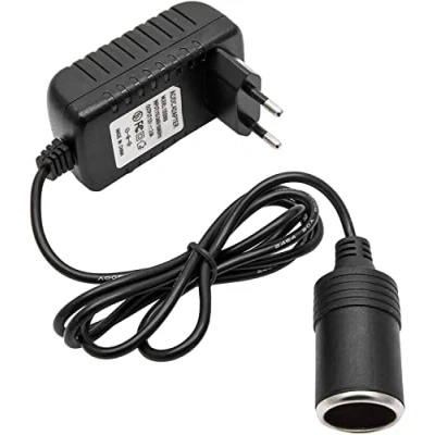 Abbildung von Riloer Stromwandler, 240 V AC auf 12 DC 2 A Konverter Adapter Zigarettenanzünder EU Stecker