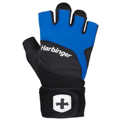 Abbildung von Harbinger Training Grip Wristwrap 2.0 Handschuhe für Gewichtheber, Unisex, Blau, Medium