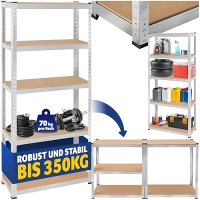 Abbildung von tectake Schwerlastregal Albert, Komplett Set, höhenverstellbare Einlegeböden