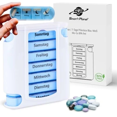 Abbildung von Smart Planet Pillendose 7 Tage Tabletten Box mit 4 Fächer Mo So