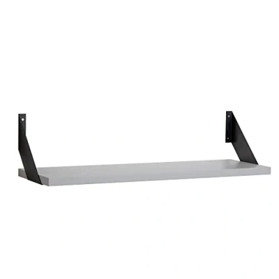 Abbildung von Wandregal mit Regalwinkeln, Regalboden Breite 60, 80 o. 100cm wählbar, T25xH2,5cm, Schweberegal versch. Farben Büroregal Wandboard Bücherregal Regal Büro, Laden, Flur (Regalboden 80cm, Lichtgrau)