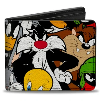 Abbildung von Buckle Down Herren Bifold Wallet Looney Tunes Reisezubehör Bi Fold Brieftasche, braun, 4.0&quot; x 3.5&quot;