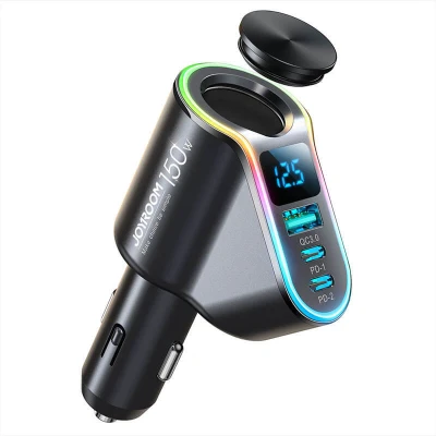 Abbildung von JOYROOM Auto Schnellladegerät 4in1 USB A QC3.0 / 2xUSB C PD 150W schwarz Smartphone Ladegerät