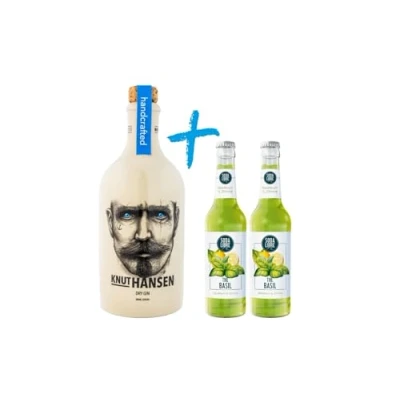 Abbildung von Knut Hansen Dry Gin Geschenkset mit Soda Libre The Basil Erfrischungsgetränk 0,5L + 2x0,33L 42% vol.