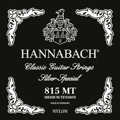 Abbildung von Hannabach Saiten für Klassikgitarre Serie 815 Satz Medium Tension (hochwertig, Allzweck Saite fast jedes Instrument, Gitarrensaiten klassische Gitarre, Made in Germany), Schwarz