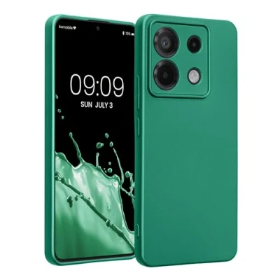 Abbildung von kwmobile Handyhülle kompatibel mit Xiaomi Redmi Note 13 Pro 5G / Poco X6 Hülle weiche Silikon Case metallisch schimmernd in Metallic Dunkelgrün