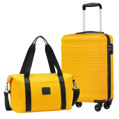 Abbildung von COOLIFE Handgepäck Koffer 55x35x20cm und Kabinentasche 20L(40x25x20cm) Set für Ryanair Fluggesellschaft Kabinengepäck Hartschlagenkoffer Leichtgewicht mit TSA Schloss