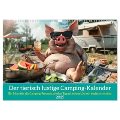 Abbildung von Der tierisch lustige Camping Kalender (Wandkalender 2025 DIN A3 quer), CALVENDO Monatskalender