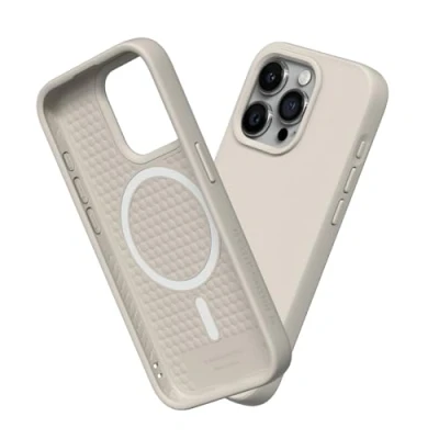 Abbildung von RhinoShield Case kompatibel mit [iPhone 15 Pro] SolidSuit MagSafe Stoßdämpfende &amp; schlanke Schutzhülle Premium Finish 3.5 Meter Fallschutz Sandbeige