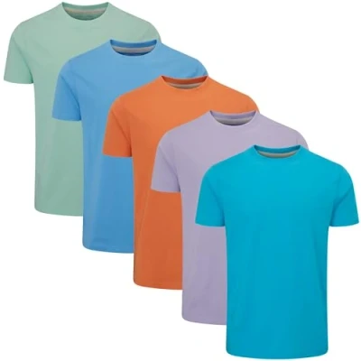 Abbildung von Charles Wilson 5er Packung Einfarbige T Shirts mit Rundhalsausschnitt (X Large, Orange Sunset)