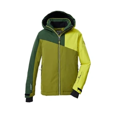 Abbildung von killtec Jungen Skijacke/Funktionsjacke mit Kapuze und Schneefang KSW 192 BYS SKI JCKT, khaki/dunkel waldgrün/lime, 116, 43475 000