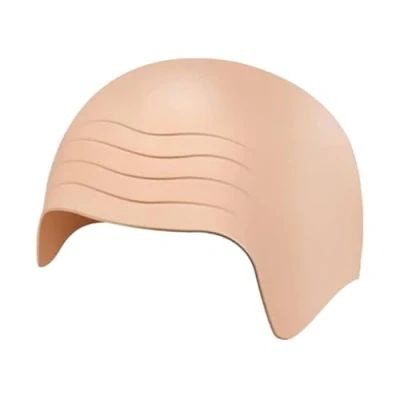 Abbildung von Latex Kahle Kappe,Dicke Haut Kopf Schädel Perücke Glatze Dick Kappe Kostüm Cosplay Hut Fancy Kleid Zubehör für Halloween Kinder Erwachsene
