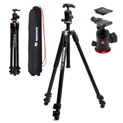 Abbildung von Manfrotto 290XTRA Kamerastativ Aluminium mit Kugelkopf 496, 3 Segmente, 4 Winkel, Schnellverschlüsse, Arca Swiss kompatibel, 10 kg Tragkraft, Tragetasche, für DSLR &amp; spiegellose Kameras