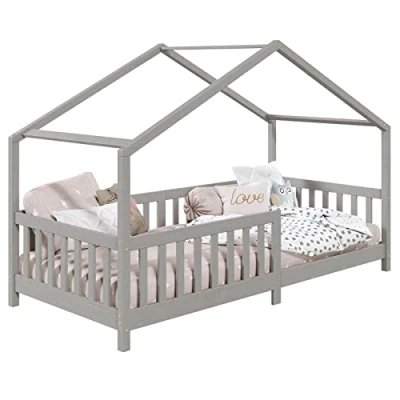 Abbildung von IDIMEX Kinderbett LISAN, Hausbett Tipibett Montessori Bett massiver Kiefer 90 x 200