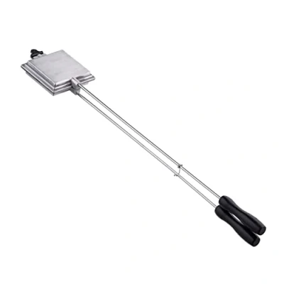 Abbildung von Relaxdays Sandwicheisen Camping, Outdoor Sandwichmaker Grill, Gaskocher, Griff: 57 cm lang, Toasteisen: 10x10 cm, Silber