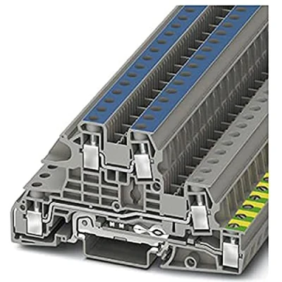 Abbildung von PHOENIX CONTACT UTI 6 PE/L/N Installationsschutzleiterklemme mitSchraubanschluss, 5 Anzahl der Anschlüsse, AWG 24 8, 6mm² Nennquerschnitt, Grau, 50 Stück
