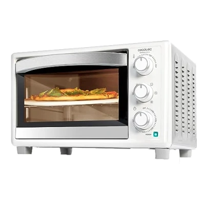Abbildung von Cecotec Tischofen Bake&amp;Toast 2600 White 4Pizza, 26 L, 1550 W, inklusive Pietra Pizza Stein für traditionelle Ergebnisse, 6 Funktionen, Krümelschublade.
