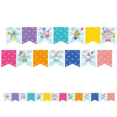 Abbildung von Amscan 9918345 Peppa Pig Kindergeburtstagsparty Wimpelbanner Dekoration 2,47 m
