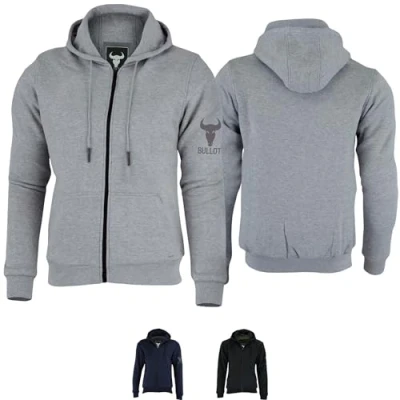 Abbildung von BULLDT Herren Motorrad Hoodie Schutzjacke Reißverschluss mit Abnehmbarer Protektoren, 56/2XL, Grau