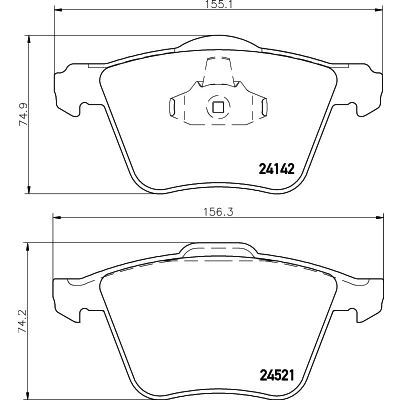 Abbildung von HELLA 8DB 355 013 001 Bremsbelagsatz nicht für Verschleißwarnanzeiger vorbereitet VOLVO: V70 3, V60 I, S80 II, FORD: S Max Mk1, Galaxy Mk2 MPV