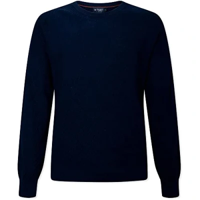Abbildung von Hackett London Textured CREW Strickpullover, Herren, Größe: Medium, Navy