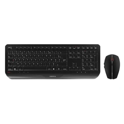 Abbildung von CHERRY GENTIX DESKTOP, Kabelloses Tastatur Maus Set, Französisches Layout (AZERTY), 2,4 GHz Funk, Integrierte Handballenauflage, Symmetrische Maus, Schwarz