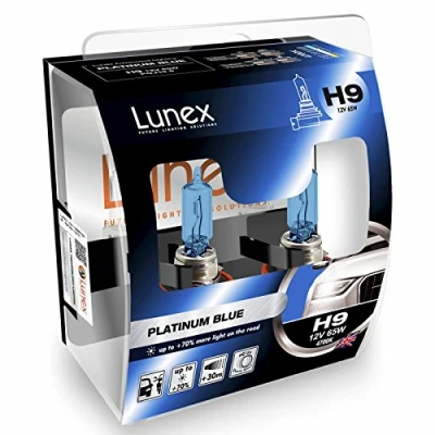 Abbildung von LUNEX H9 PLATINUM BLUE 709 Scheinwerfer Halogenbirnen Lampen Blau 12V 65W PGJ19 5 4700K duobox (2 Stücke)