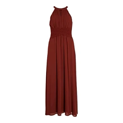 Abbildung von Vila Damen Vimilina Halter Neck Maxi Dress/Su Noos Dress, Fired Brick, 42 EU