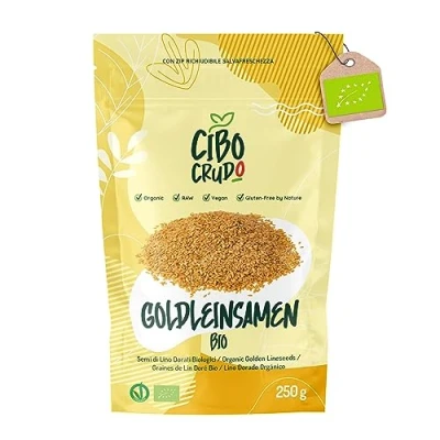 Abbildung von Leinsamen Bio Ganz 250g. Ganz. Goldleinsamen Reich an Omega 3 Fasern und Mineralsalzen. Organic Flaxseed.