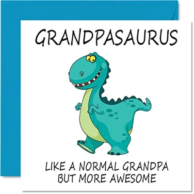 Abbildung von Stuff4 Geburtstagskarten für Opa Grandpasaurus Vatertagskarte von Enkelin, Enkelsohn, Happy Birthday Opa, Dinosaurier Geburtstagskarte, 145 mm x