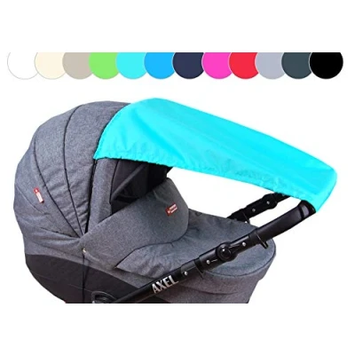 Abbildung von BABYLUX Sonnenschutz für Kinderwagen Buggy Babywanne UV Schutz Rollofunktion Universal SONNENSEGEL Sonnendach Verstellbar (Minze)