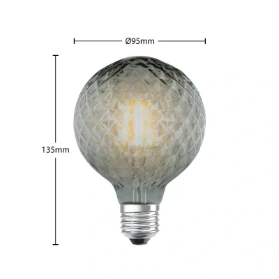 Abbildung von Lucande LED Lampe E27 G95 4W 1.800K dimmbar smoke