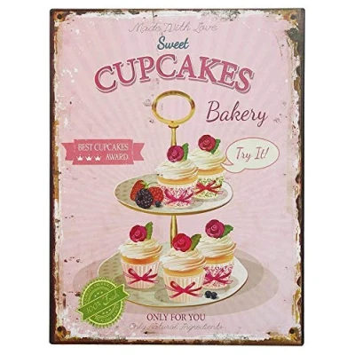 Abbildung von zeitzone Nostalgie Blechschild Sweet Cupcakes Bakery Dekoschild 33x25cm